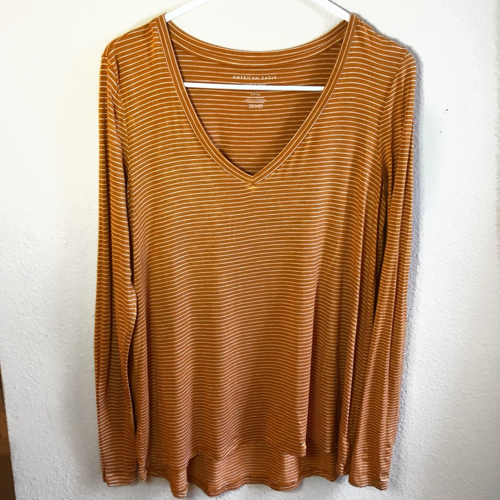 American Eagle Super Soft Mustard Long Sleeve Tee